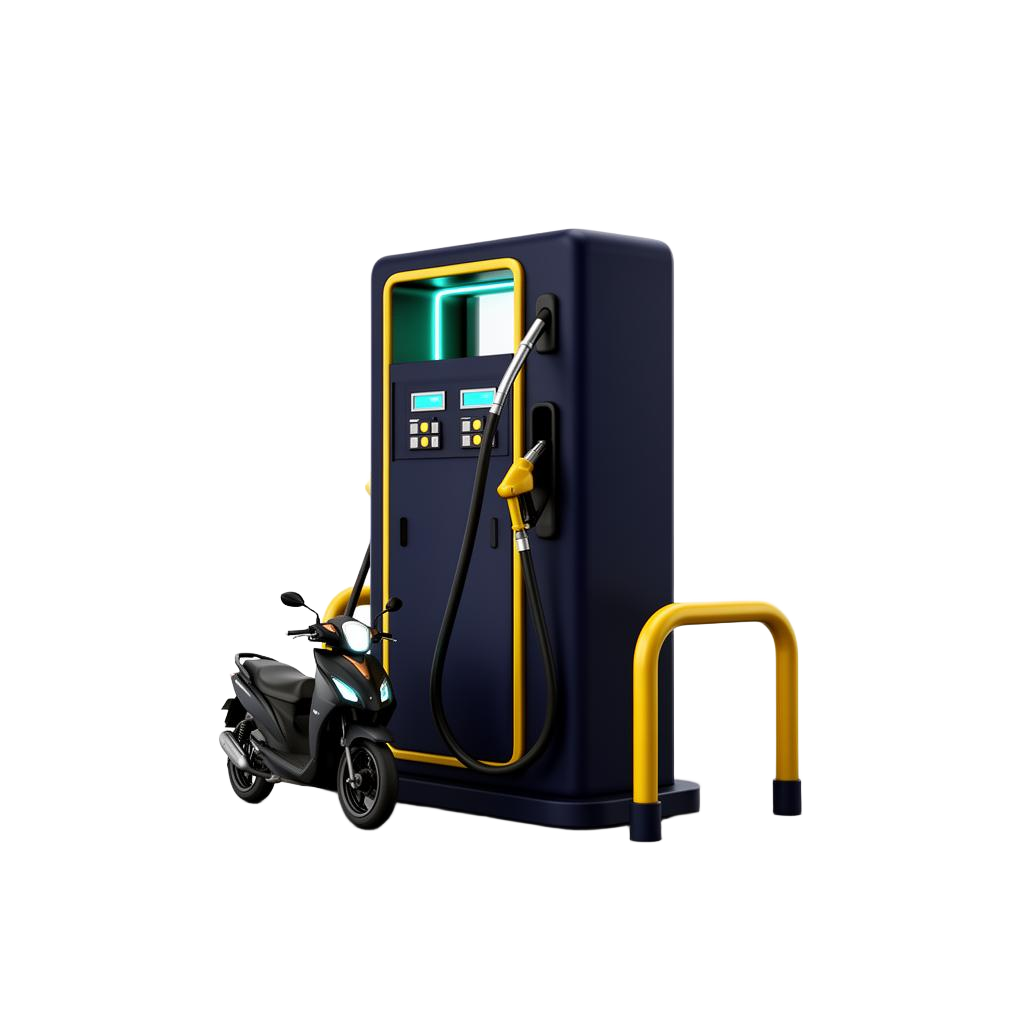 Petrol station with motorbike